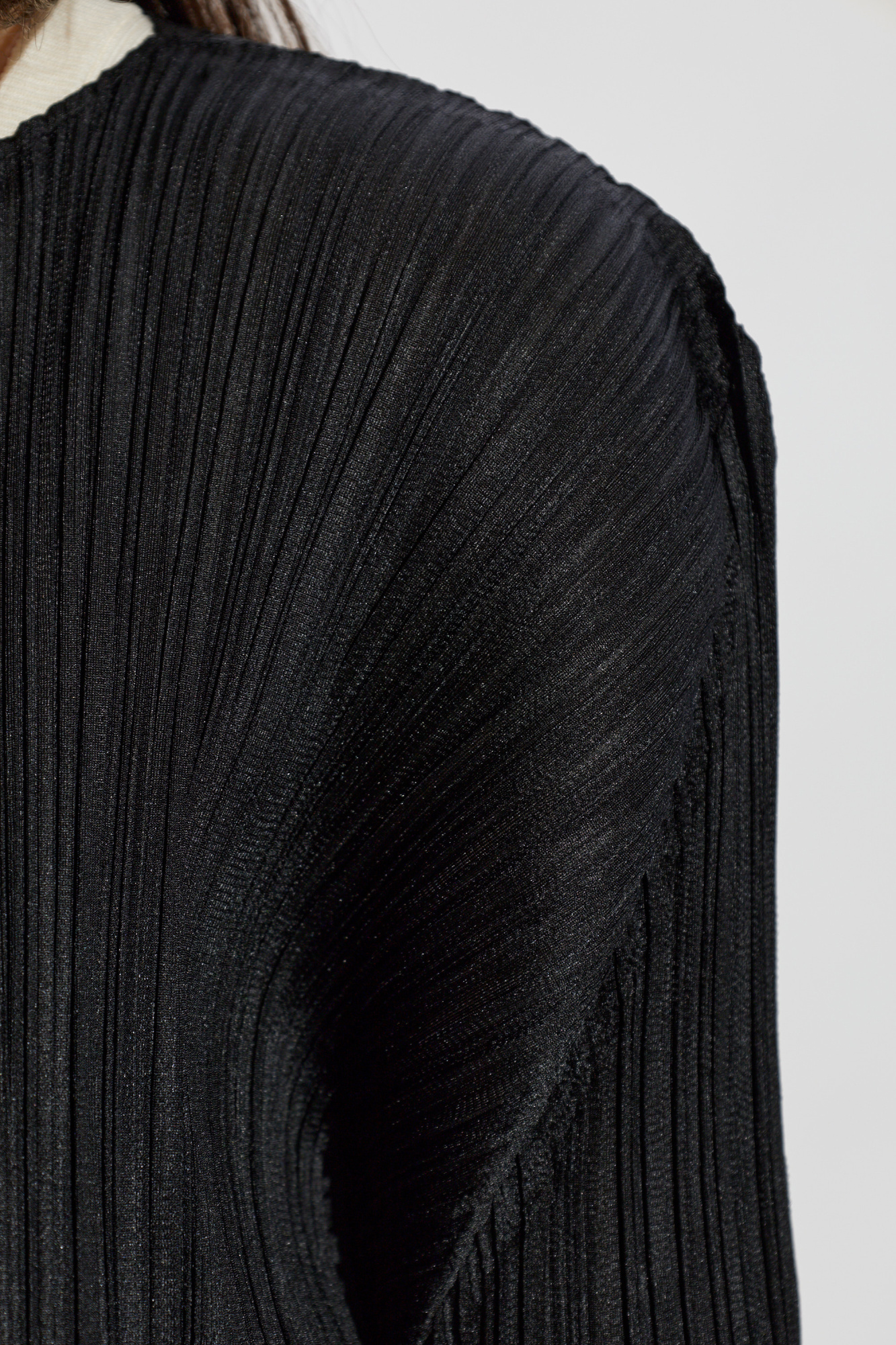 Pleats Please Issey Miyake Pleated cardigan with side slits